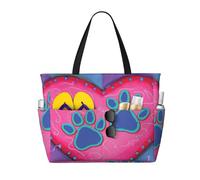 Dog Animal Pet Claw Print Beach Tote Bag For Women Large Pool Bags For Women Waterproof Tote Bag Ladies Extra Large Gym Tote Bag With Wet Compartment Fit Swimming Holiday Travel