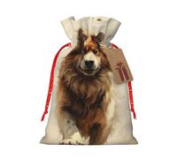 Dog Animal Pet Paw print Christmas Packing Bag Linen Bags with Drawstring Funny Wedding Present Bag