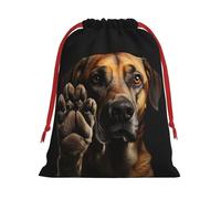 Dog Animal Pet Paw Print Drawstring Present Bag Wrapping Reusable Bag Present Wrap Bags for Christmas