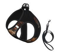 Dog Animal Pet Paw Print Small Dog Harness with Leash Set, No Escape Easy Walk Puppy Harnesses for Training Walking