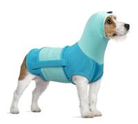 Dog Anxiety Relief Coat, Small Dog Coat Jumper Anxiety Jacket with Calming Hood Soft Ear Muffs Anxiety Relief Vest Firework Relief for Dogs Firework Protection(Blue, XS)