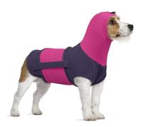 Dog Anxiety Relief Jacket, Dog Jackets for Medium Dogs Jumper Anxiety Coat with Calming Hood Calming Vest Shirt with Ear Cover Hood for Fireworks(Purple, S)