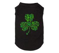 Dog Apparel Lucky Boy Letter Print Clover Shirts for Small Large Dog Vest Puppy Gift St Patrick's Day Costume(XX-Large,Black02)