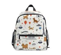 Dog Architecture Pattern Toddler Backpack, Boy Backpack Preschool Bag Kindergarten Schoolbag Nursery Travel Bag for Girl