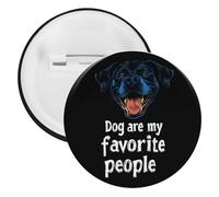 Dog Are My Favorite People Unisex Novelty Brooches & Pins Round Tinplate Lapel Badge for Clothing Shawl Hat
