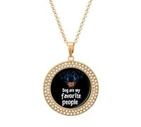 Dog Are My Favorite People Women's Necklaces Lightweight Round Alloy Pendant Diamond Necklace Ladies Jewelry Gift Golden-style