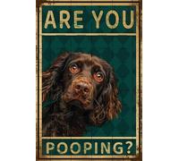 Dog Are You Pooping Sign Vintage Funny Sign Retro Pooping Puppies for Home Kitchen Bathroom Garden Bar Wine Bar Decor 8x12 Inches