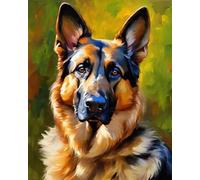 Dog Art Paint by Numbers for Adults Beginner,German Shepherd,Pets Paint by Number Kits On Canvas,40x50cm,Without Frame