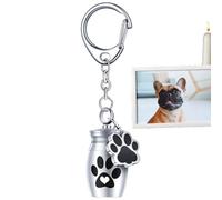 Dog Ash Keyring, Paw Print Urn Pendant - Paw Print Keyring Pendant for Ash Burial - Ash Holder with Dog Paw Pendant, Memory Urn for Puppies, Kittens, H