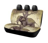 Dog Asian Elephant with Tree Car Seat Cover Scratchproof Rear Seat Protector Waterproof & Easy Install Universal Fit Back Seat Covers for Suvs Trucks Sedans Vans Automotive Interior Accessories