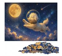 Dog Astronaut in Space Wooden Jigsaw Puzzle for Adults | Visual matching and sorting: a clear build method on weekends.