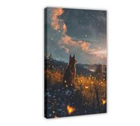 Dog at Dusk Art Canvas Poster Bedroom Decor Landscape Office Room Decor Gift 16x24inch(40x60cm)