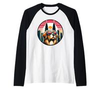 Dog At The Petronas Towers Raglan Baseball Tee
