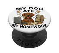 Dog Ate My Homework Funny Golden Retriever Lover Boys Girls PopSockets Adhesive PopGrip