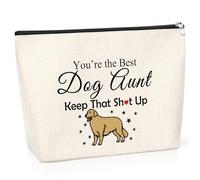 Dog Auntie Gifts Makeup Bag Funny Gift for Women Gifts for New Puppy Dog Pet Owner Rescue Gift Zipper Pouch Mother's Day Birthday Presents for Aunt Sitter Mum Her Travel Cosmetic Bag