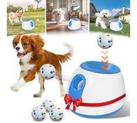 Dog Automatic Ball Launcher - Small interactive fun automatic dog ball throwing machine with 3 durable latex balls, adjustable firing distance of 10-30 feet, suitable for indoor and outdoor games (蓝色)