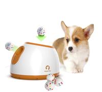 Dog Automatic Ball Launcher - Small interactive fun automatic dog ball throwing machine with 3 durable latex balls, adjustable firing distance of 10-30 feet, suitable for indoor and outdoor games (橙色)