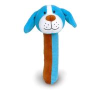 Fiesta Crafts Dog Squeakaboo Rattle Toy - Soft Plush Newborn Baby Rattle Squeaker Sensory Toy - Early Educational Toy for Baby Infant Newborn Boys Girls 18cm Suitable from Birth