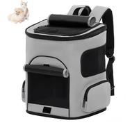 Dog Backpack Bag, Airline Approved Cat Backpack for Carrying Small Large Cats, Pet Bag Backpack, Ventilated Soft Side for Travel, Hiking, Camping, Max 18 Lbs(Gray)