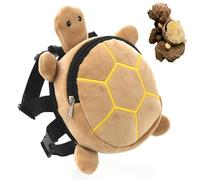 Dog Backpack Harness Cute Cartoon Turtle Shape Breathable Adjustable Dog Hiking Backpack Zipper Closure 8x7in for Puppies and Cats, Light Yellow