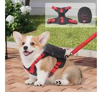 Dog Backpack Harness for Small to Medium Dogs, Adjustable and Lightweight Pet Carrier with Built-In Poop Bag Dispenser, Water-Resistant and Secure for Hiking, Travel, Puppy Training, Or Daily Walks, L