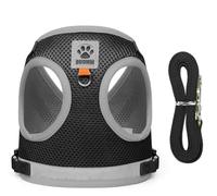 Dog Backpack Harness Vest for Small Medium Dogs Cats Adjustable No Pull Pet Carrier Saddle Bag with Pockets & Leash -Black-S