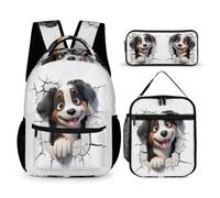 Dog Backpack Set with Lunch Tote and Pencil Case for Girls Age 9, Puppy Animal School Bag 3 Piece Set Year 2-4 for Boys Outdoor Learning Family Trips and Weekend Adventures