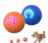 Dog Ball, Dura Spin Ball for Large Dogs, Dog Toy Balls That Moves On Its Own, Interactive Automatic Rolling with Lights for Large & Medium (Orange+Blue*A)