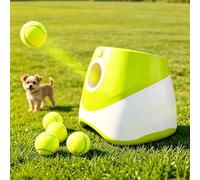 Dog Ball Launcher, Automatic Thrower with 3 Firing Distances, Includes 3 Mini 2-Inch Balls, Portable Outdoor Device for Small to Medium Dogs in Park, Garden, or Lawn