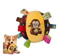 Dog Ball With Straps - 6.3 Inch Hanging Dog Training Toy | Brightly Colored Squeaky Soft Cotton Stuffed Ball | Built In Bell Fun Interactive Bouncy Chew Toy For Puppy. Fabric Pp Cotton.