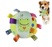 Dog Ball With Straps - 6.3 Inch Hanging Dog Training Toy | Brightly Colored Squeaky Soft Cotton Stuffed Ball | Built In Bell Fun Interactive Bouncy Chew Toy For Puppy. Fabric Pp Cotton.