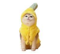 Dog Banana Costume - Polyester Cotton Plush Fabric Coat, Banana Shape Cosplay Jacket, Soft Thermal Lining, Adjustable Neck Closure | Christmas Party Pet Wear, Fall Winter Outfit, Cat Photography Prop,