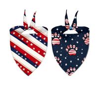 Dog Bandana 2 Pack, Dog Birthday Scarf Triangle American Flag Pet Patriotic Bandanas for Large Medium Small Dogs Pet