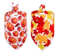 Dog Bandana Autumn Pet Costume Accessories, Orange Pumpkin Maple Leaves Decorations Pet Scarf Autumn Halloween Havest Festival Dog Bandana Wedding Birthday Dog Photo Props Accessories