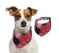 Dog Bandana Black Flower Pet Scarf Adjustable Pets Bandanas Washable Double-Sided Pets Neckerchief Cotton Triangle Bib Dogs Scarfs Cats Scarves for Puppy Costume Accessories Medium