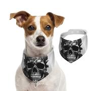 Dog Bandana Black Skull Rose Pet Scarf Adjustable Pets Bandanas Washable Double-Sided Pets Neckerchief Cotton Triangle Bib Dog Scarfs Cats Scarves for Puppy Costume Accessories Small