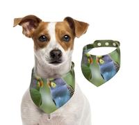 Dog Bandana Blue and Green Parakeets Pet Scarf Adjustable Pets Bandanas Washable Double-Sided Pets Neckerchief Cotton Triangle Bib Dog Scarfs Cats Scarves for Puppy Costume Accessories Small