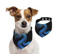 Dog Bandana Blue Dragon Pet Scarf Adjustable Pets Bandanas Washable Double-Sided Pets Neckerchief Cotton Triangle Bib Dog Scarfs Cats Scarves for Puppy Costume Accessories Medium