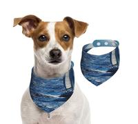 Dog Bandana Blue Sea Sailboat Pet Scarf Adjustable Pets Bandanas Washable Double-Sided Pets Neckerchief Cotton Triangle Bib Dog Scarfs Cats Scarves for Puppy Costume Accessories Small