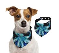 Dog Bandana Blue Watercolor Octopus Pet Scarf Adjustable Pets Bandanas Washable Double-Sided Pets Neckerchief Cotton Triangle Bib Dog Scarfs Cats Scarves for Puppy Costume Accessories Small