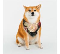 Dog Bandana Bowl with Peonies and Rose Dog Scarf Adjustable Pet Bandanas for Dogs Christmas Pets Scarf Triangle Bibs Kerchief Soft Breathable Puppy Bandana for Small Medium Large Cats Pet