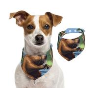 Dog Bandana Busy Beaver Cartoon Pet Scarf Adjustable Pets Bandanas Washable Double-Sided Pets Neckerchief Cotton Triangle Bib Dog Scarfs Cats Scarves for Puppy Costume Accessories Medium