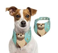 Dog Bandana Cartoon Cute Otter Pet Scarf Adjustable Pets Bandanas Washable Double-Sided Pets Neckerchief Cotton Triangle Bib Dog Scarfs Cats Scarves for Puppy Costume Accessories Medium