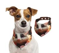 Dog Bandana Cartoon Opossum and Roses Pet Scarf Adjustable Pets Bandanas Washable Double-Sided Pets Neckerchief Cotton Triangle Bib Dogs Scarfs Cats Scarves for Puppy Costume Accessories Medium