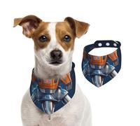 Dog Bandana Cartoon Spaceship Rocket Pet Scarf Adjustable Pets Bandanas Washable Double-Sided Pets Neckerchief Cotton Triangle Bib Dog Scarfs Cats Scarves for Puppy Costume Accessories Small