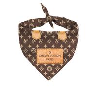 Dog Bandana Chewy Vuiton Designer Fashion Clothes Scarf kercheif for Small Medium and Large Dogs. Funny Parody Gift for Girl or boy Dog Soft Durable Fabric, Adjustable tie-on Style Triangle