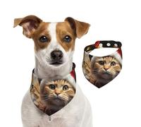Dog Bandana Christmas Cat Pet Scarf Adjustable Pets Bandanas Washable Double-Sided Pets Neckerchief Cotton Triangle Bib Dog Scarfs Cats Scarves for Puppy Costume Accessories Small