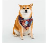 Dog Bandana Colorful Butterflies on Flowers Dog Scarf Adjustable Pet Bandanas for Dogs Christmas Pets Scarf Triangle Bibs Kerchief Soft Breathable Puppy Bandana for Small Medium Large Cats Pet