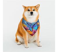 Dog Bandana Colorful Butterfly Flower Dog Scarf Adjustable Pet Bandanas for Dogs Christmas Pets Scarf Triangle Bibs Kerchief Soft Breathable Puppy Bandana for Small Medium Large Cats Pet