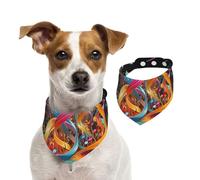 Dog Bandana Colorful Musical Note Pet Scarf Adjustable Pets Bandanas Washable Double-Sided Pets Neckerchief Cotton Triangle Bib Dogs Scarfs Cats Scarves for Puppy Costume Accessories Small